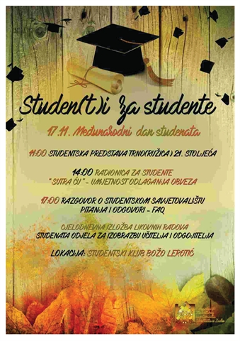 Međunarodni dan studenata – 17. studenoga u studentskom klubu „Božo Lerotić“ „Studen(t)i za studente“ 